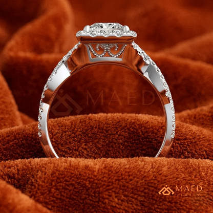 Infinity Twist Princess Cut [Gemstone Type] Halo Ring in 14K Yellow Gold, Rose Gold & Silver