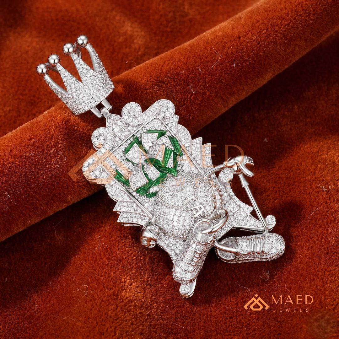 Iced Out King of Cash Throne Pendant - 14K Gold, Rose Gold & Silver Hip Hop Jewelry