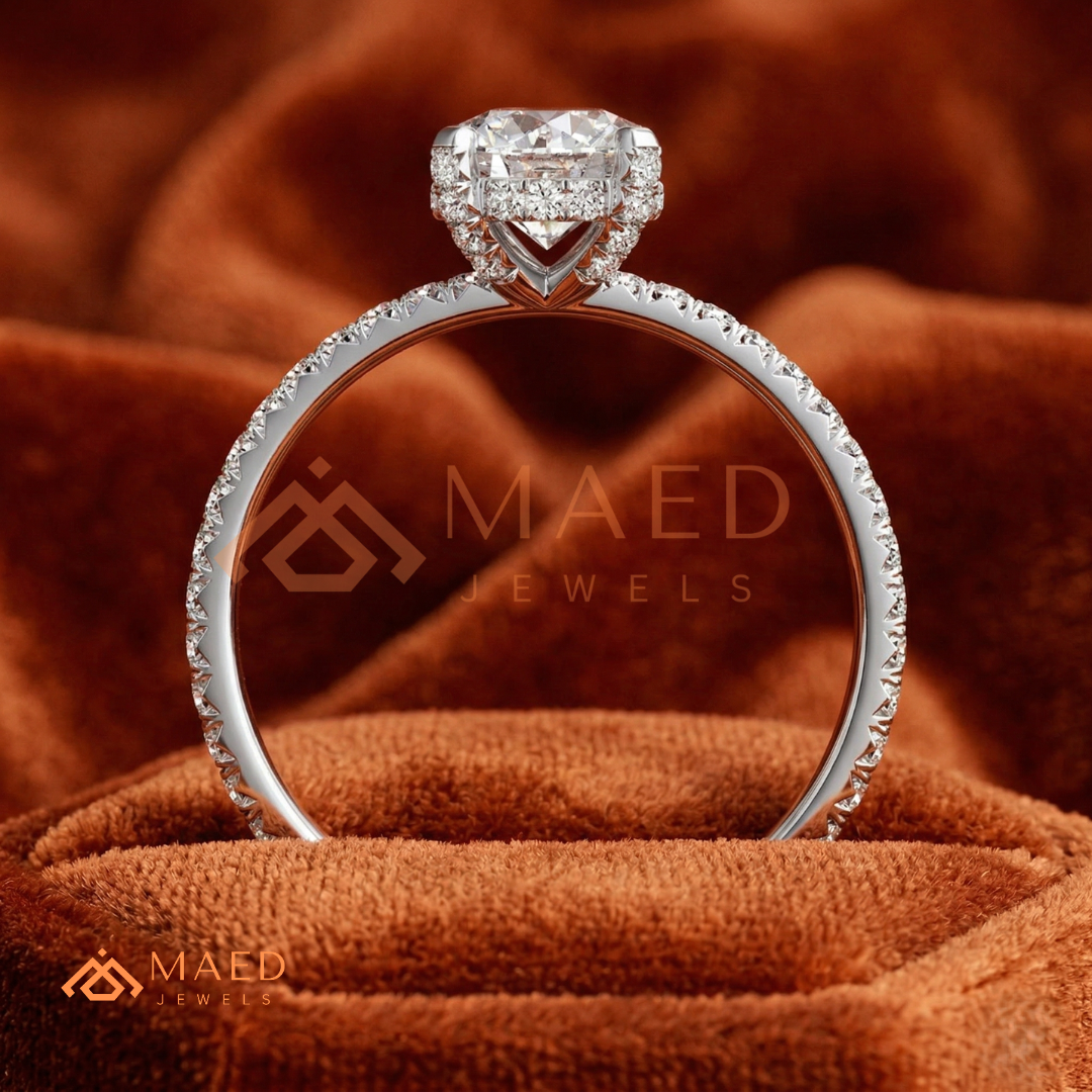 Classic Solitaire Engagement Ring with Pavé Band