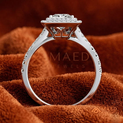 Vintage Oval Cut Geometric Shield Ring | Marquise & Round Pavé Chevron Band