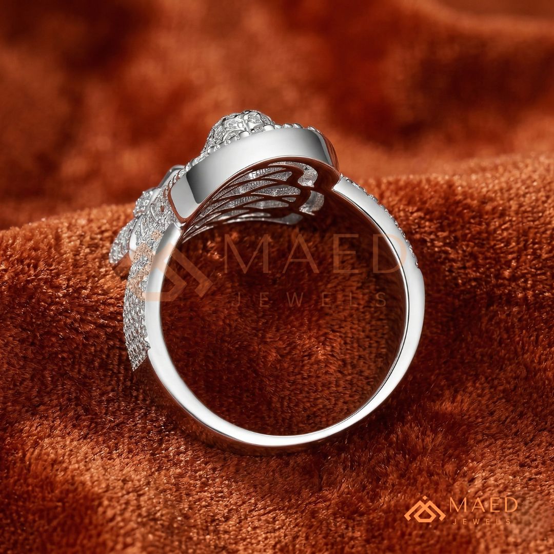 Men's Heavy Pave Crystal Jesus Portrait Ring in 925 Sterling Silver & 14K Gold Finish