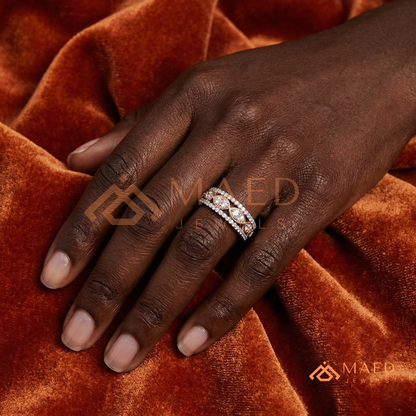 Amara Two-Tone Milgrain Filigree Ring – Available in Silver, 14K Yellow & Rose Gold
