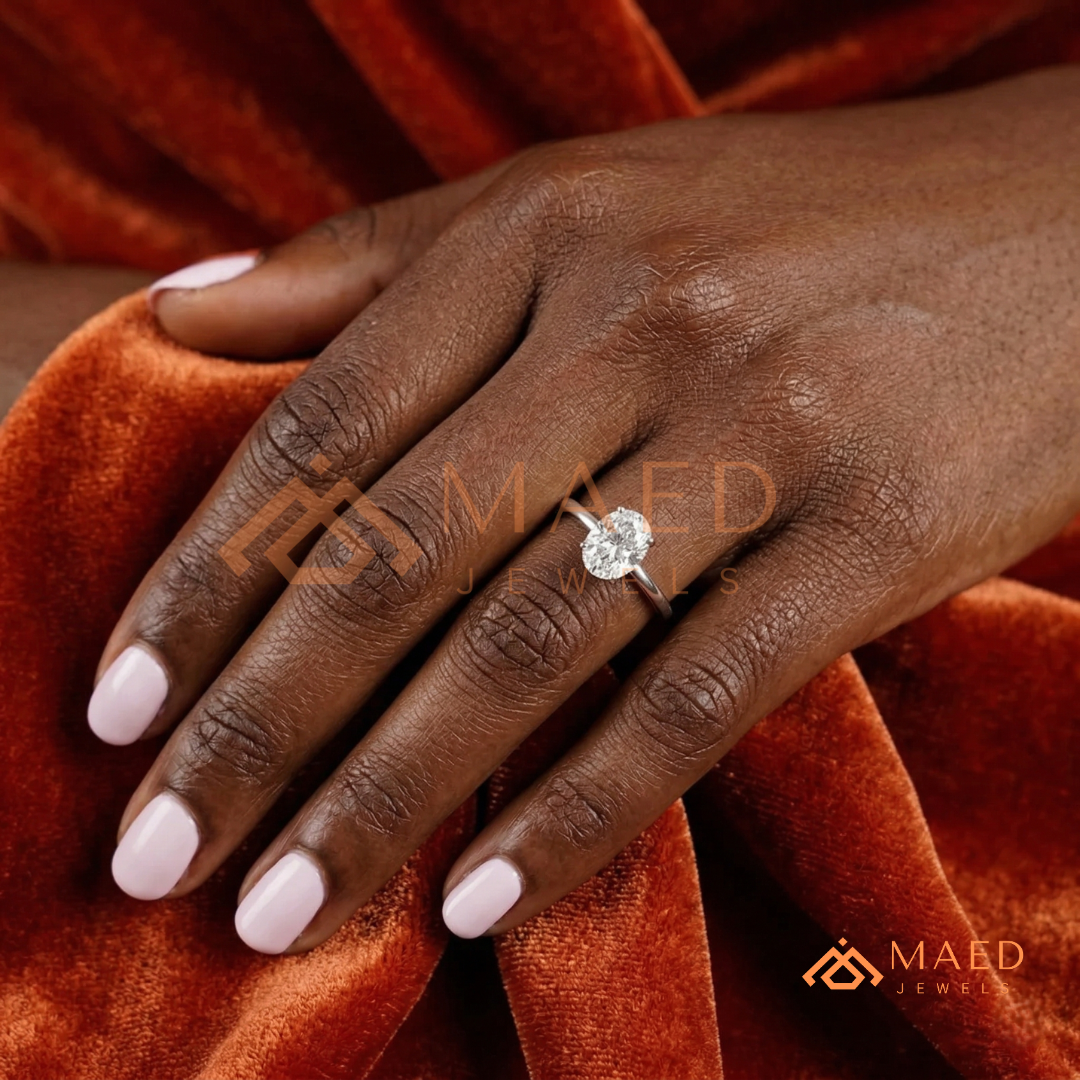 The Victoria Oval Cut Solitaire Ring | Silver, 14K Yellow, & Rose Gold