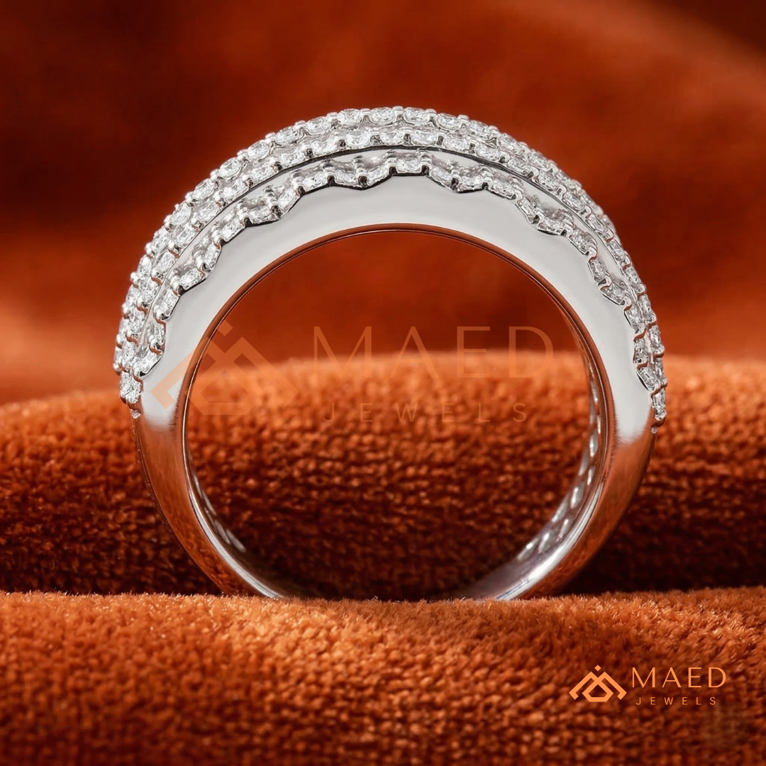 5-Row Hybrid Eternity Cigar Ring – Silver, 14K Yellow & Rose Gold