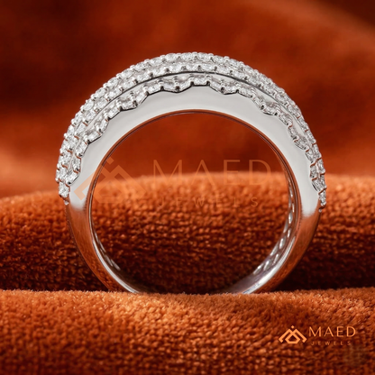 5-Row Hybrid Eternity Cigar Ring – Silver, 14K Yellow & Rose Gold