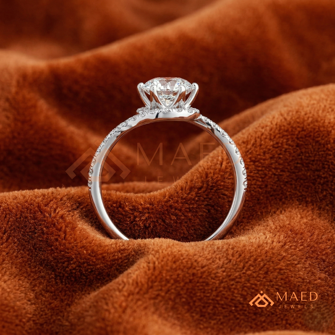 Ethereal Swirl Halo [Gemstone Type] Ring in 14K Yellow Gold, Rose Gold & Silver
