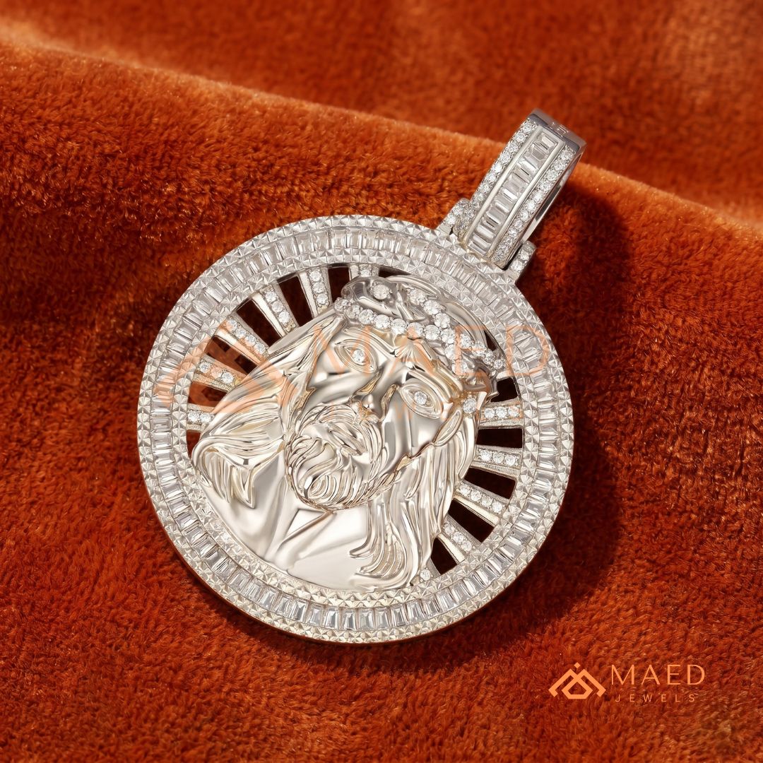 Diamond Jesus Piece Medallion Pendant | 14K Gold, Rose Gold & Sterling Silver