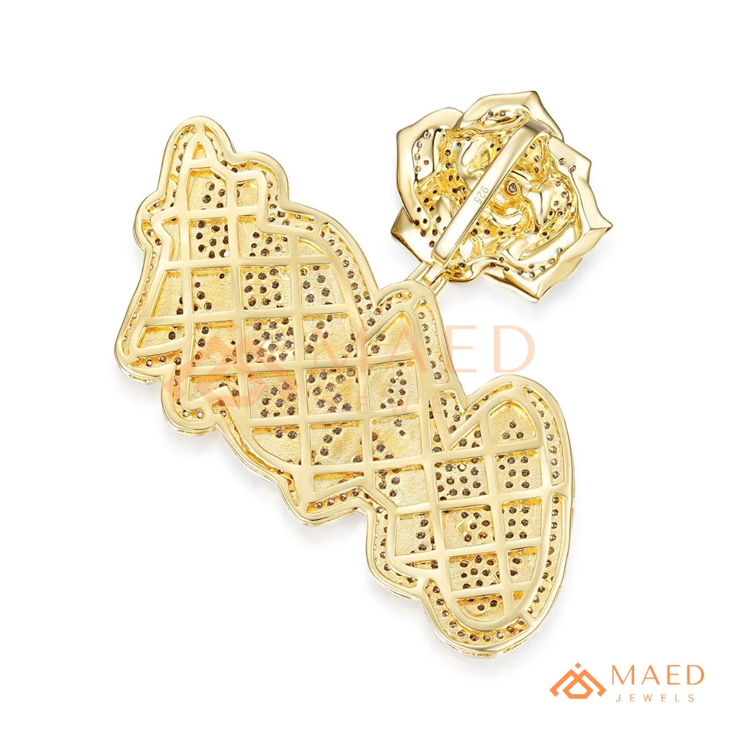 Iced Out "CASH" Money Rose Pendant – 14K Gold, Rose Gold & Sterling Silver Hip Hop Charm