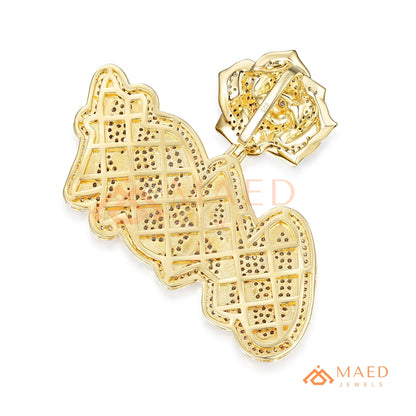 Iced Out "CASH" Money Rose Pendant – 14K Gold, Rose Gold & Sterling Silver Hip Hop Charm