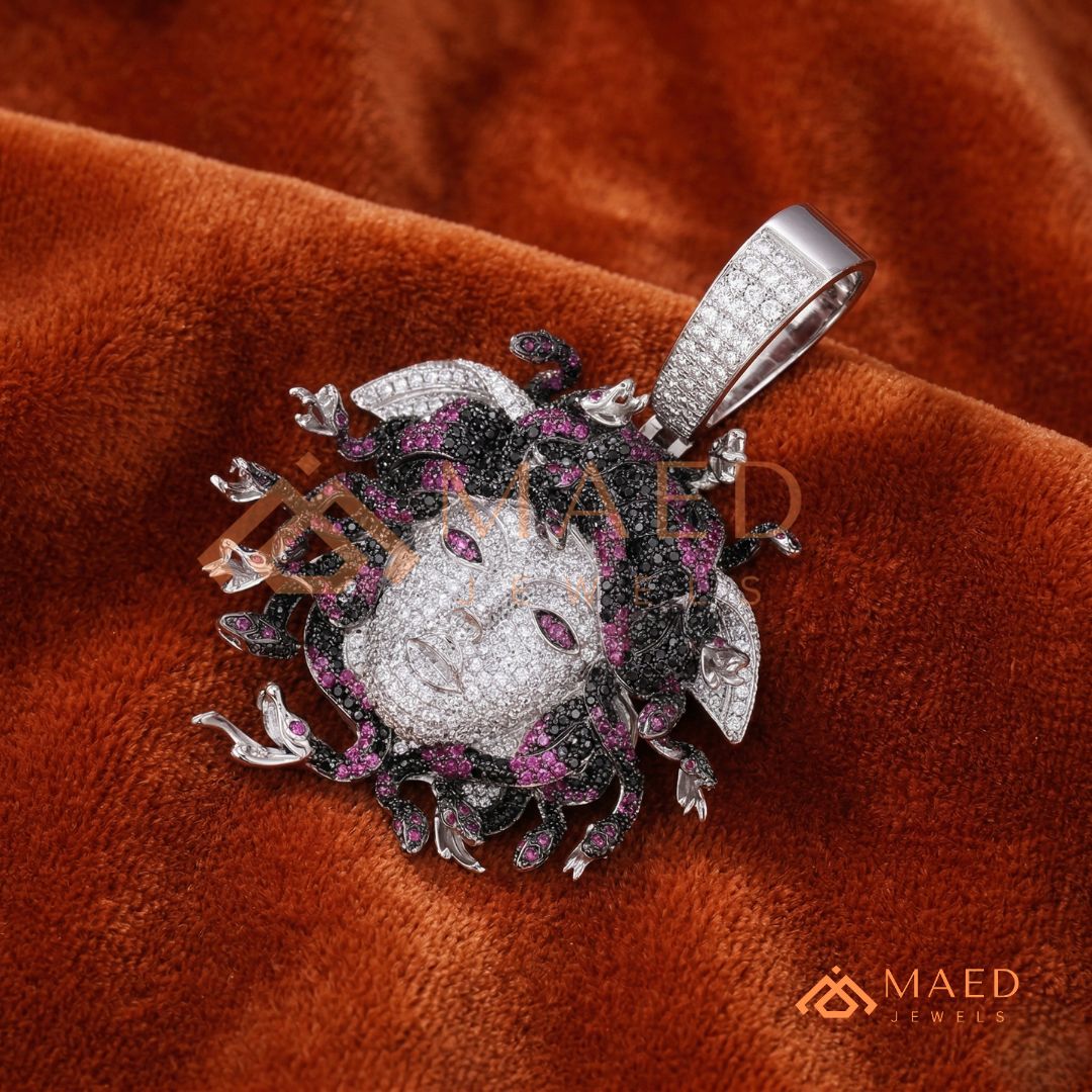 Fully Flooded Multi-Color Medusa Head Charm – Exotic Serpent Pendant