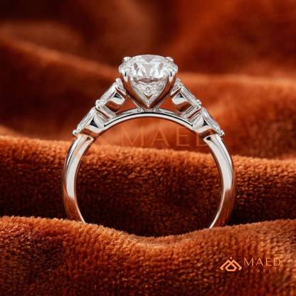 Oval Cut Marquise Cluster Engagement Ring | Nature Inspired Floral Wedding Ring | 14K Gold, Rose Gold & Sterling Silver