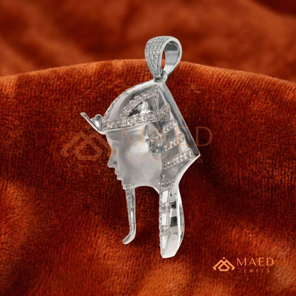 Heavy Egyptian Pharaoh Mask Statement Charm – Diamond Cluster Pendant