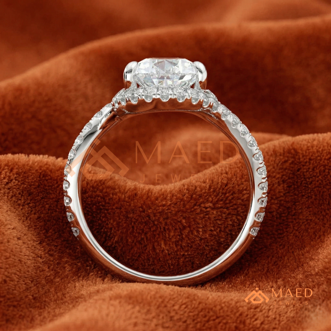 Pear Cut Halo Bypass Engagement Ring in Sterling Silver, 14K Gold & 14K Rose Gold