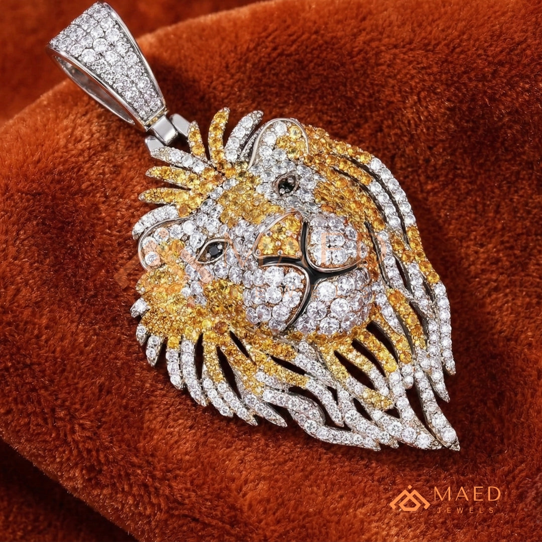 Majestic Lion Head Statement Pendant – Iced Out Diamond-Style Medallion