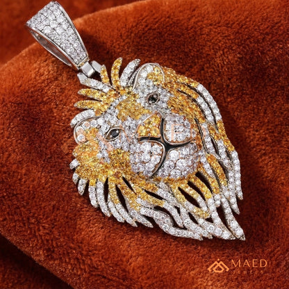 Majestic Lion Head Statement Pendant – Iced Out Diamond-Style Medallion