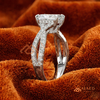Nature-Inspired Radiant Cut Three-Stone Engagement Ring with Thorn Band in Silver, 14K Gold & Rose Gold