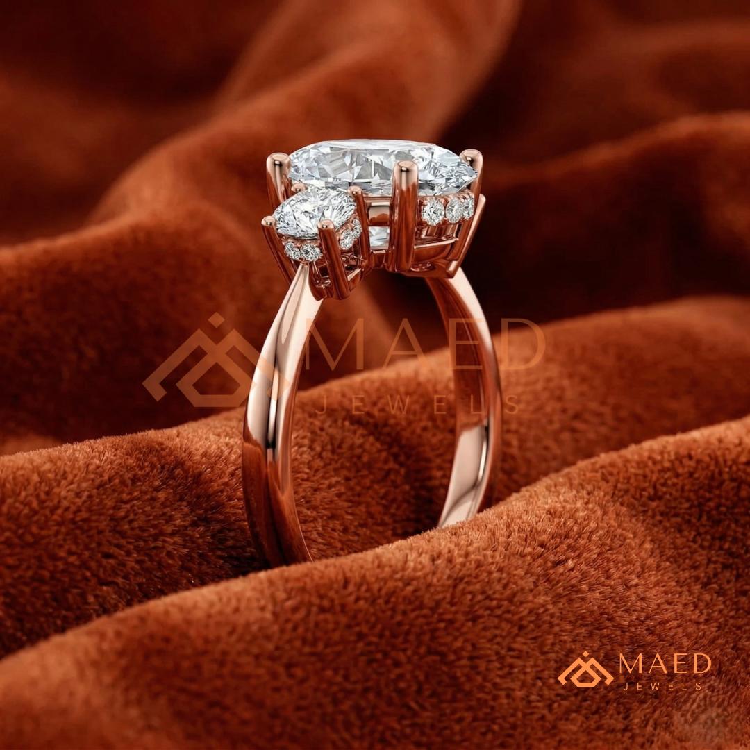 : Oval Cut 3-Stone Engagement Ring in Sterling Silver, 14K Gold & 14K Rose Gold