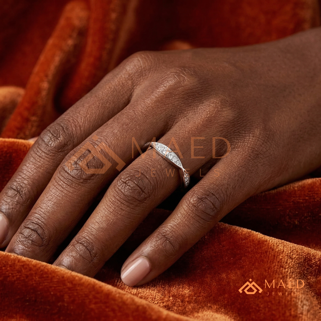 The Interlocking Twist Eternity Band – 2-Row Micro-Pavé Braided Ring (Sterling Silver, 14K Yellow, White, or Rose Gold)