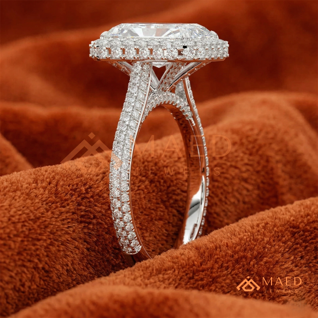 Radiant Cut Halo Engagement Ring in Sterling Silver, 14K Gold & 14K Rose Gold