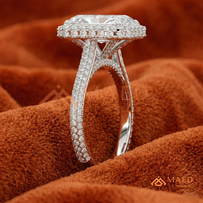 Radiant Cut Halo Engagement Ring in Sterling Silver, 14K Gold & 14K Rose Gold