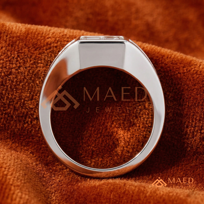 East West Emerald Cut Engagement Ring | Modern Architectural Bezel Ring | 14K Gold, Rose Gold & Sterling Silver