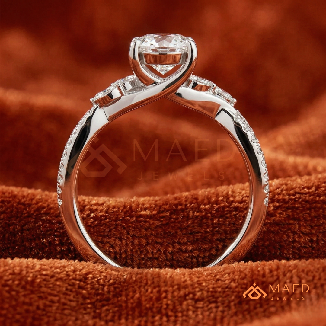Enchanted Vine Round Brilliant Cluster Ring in 14K Yellow Gold, Rose Gold & Silver