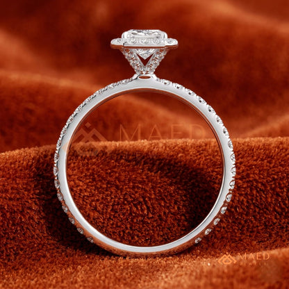 Emerald Cut Halo Engagement Ring in Sterling Silver, 14K Gold & 14K Rose Gold