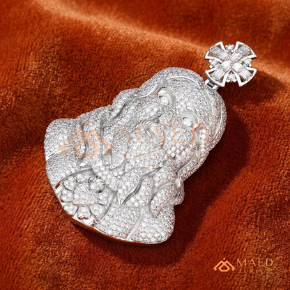 The Sovereign Sacred Heart Piece | Fully Encrusted Jesus Bust Cross Pendant