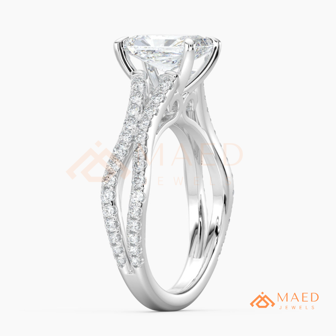 Radiant Cut Criss-Cross Engagement Ring in Sterling Silver, 14K Gold & 14K Rose Gold
