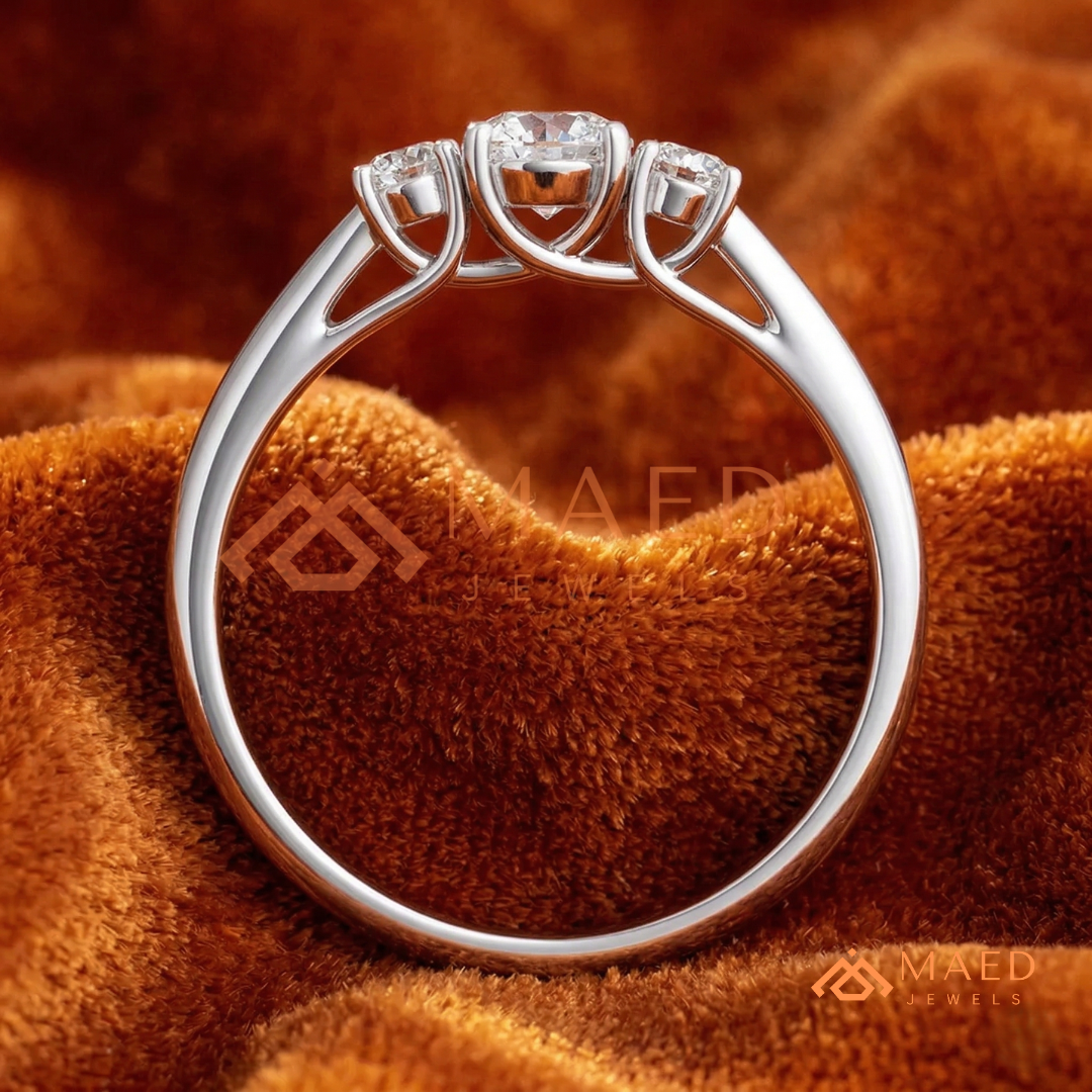 The Trinity Round Brilliant Past Present Future Ring – Silver, 14K Yellow & Rose Gold