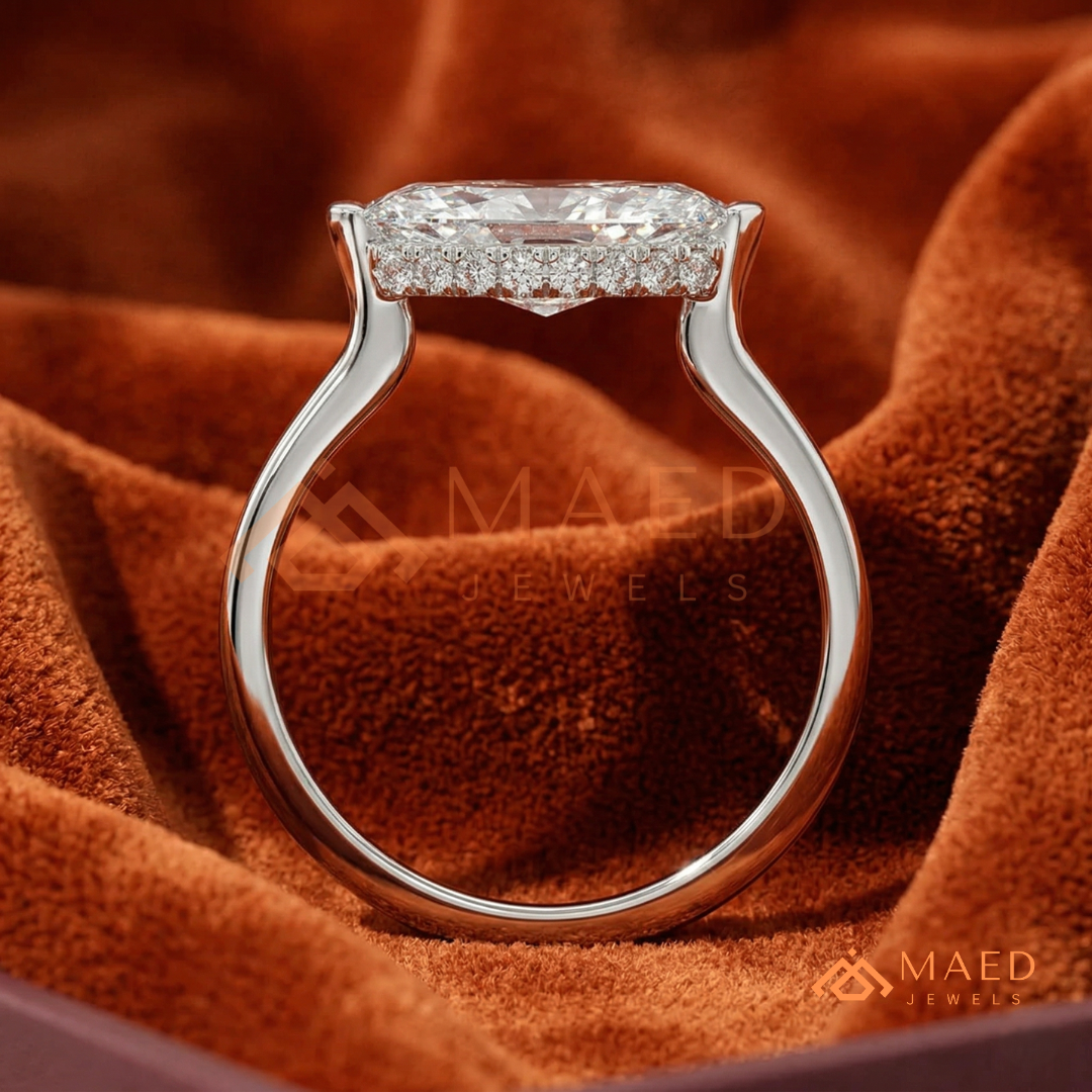 East-West Marquise Cut Engagement Ring | 14K Gold, Rose Gold & Silver Solitaire