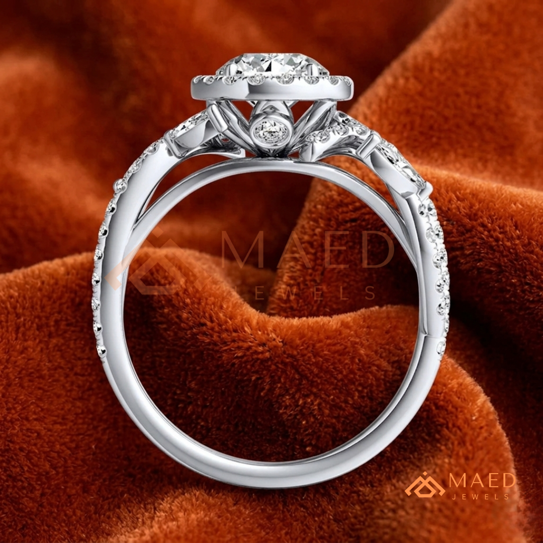 Radiant Cut Double Halo Engagement Ring with Twisted Shank