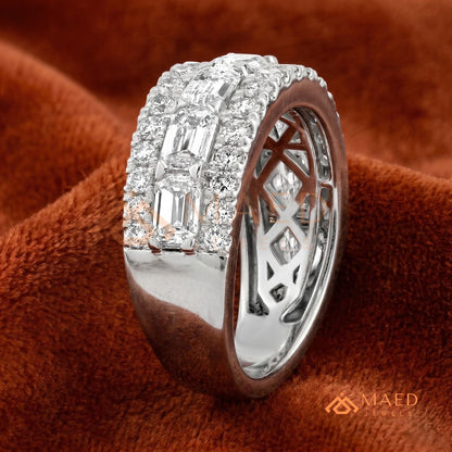 The Empress Triple-Row Eternity Band | Emerald & Round Cut Cluster Ring