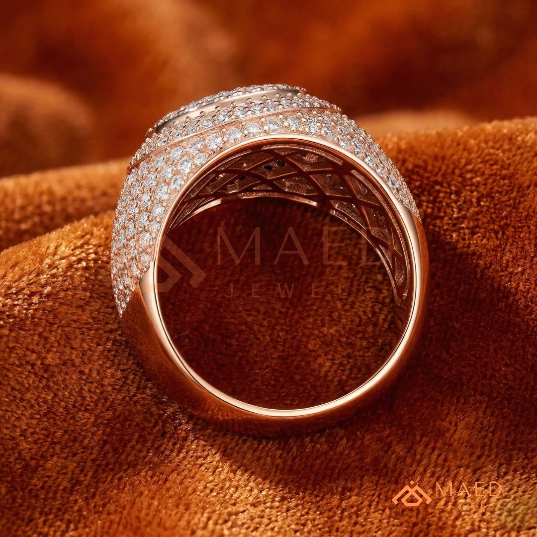 Heavy Square Iced Baguette Signet Ring – 925 Silver, 14K Gold & Rose Gold