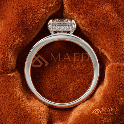 Princess Cut V-Band Solitaire Engagement Ring in 14K Gold, Rose Gold & Silver