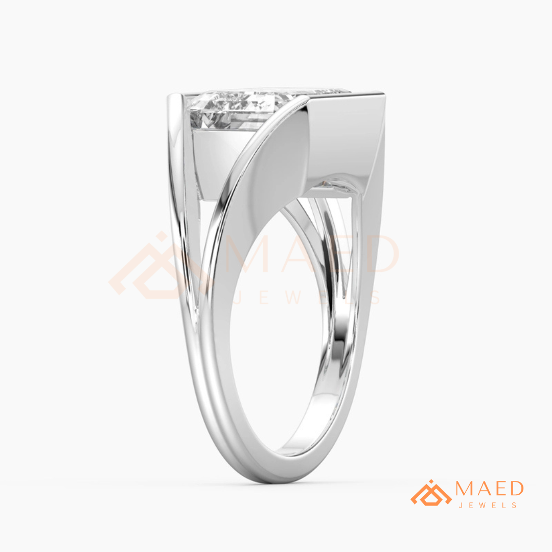 Nature-Inspired Radiant Cut Three-Stone Engagement Ring with Thorn Band in Silver, 14K Gold & Rose Gold