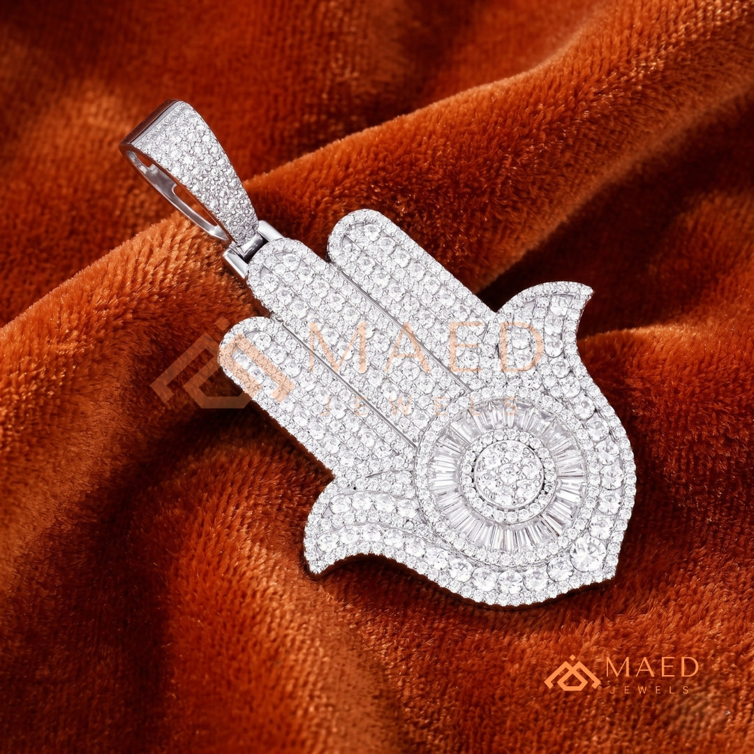 Iced Out Hamsa Hand Statement Pendant – Protective Symbol Medallion