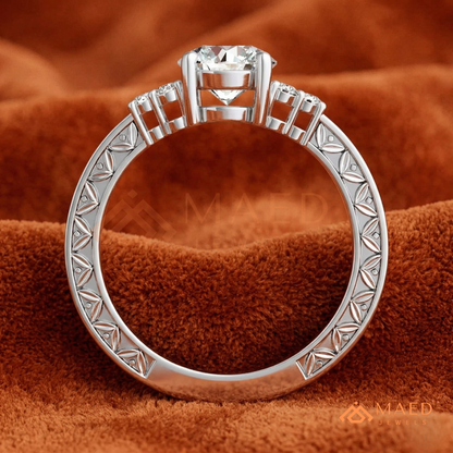 Vintage Princess Cut Three-Stone Engraved Ring | 14K Gold, Rose Gold & Silver