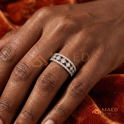 Geometric Openwork Pavé Statement Ring in Silver, 14K Yellow Gold, or Rose Gold