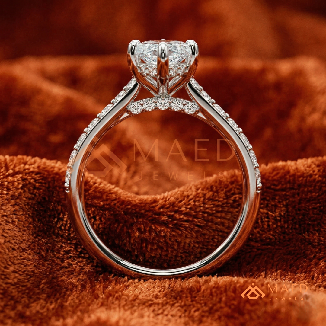Vintage Marquise Cut Pavé Engagement Ring in Gold, Rose Gold  & Silver