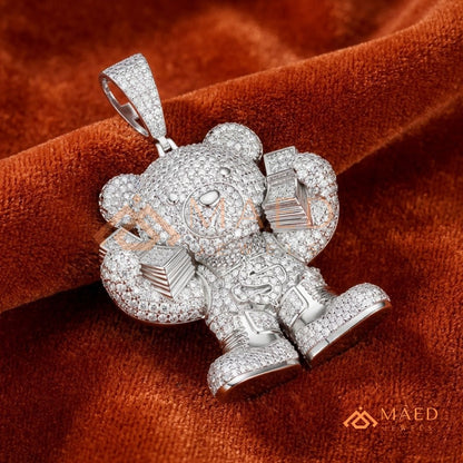 Heavy 3D Multi-Layered Baguette Cross Charm – Fully Flooded