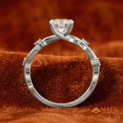 Enchanted Vine Radiant Cut Ring | Nature-Inspired Branch Wedding Band | 14K Gold, Rose Gold & Sterling Silver