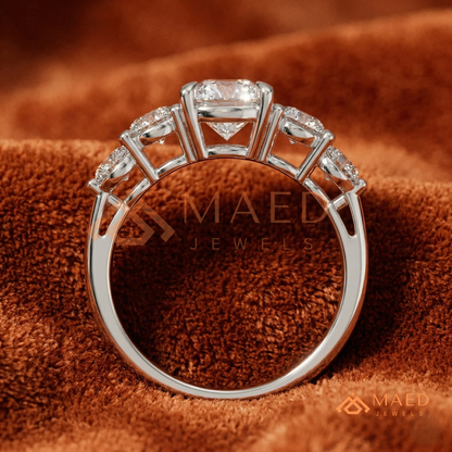 Round Cut 5-Stone Graduated Engagement Ring in Sterling Silver, 14K Gold & 14K Rose Gold