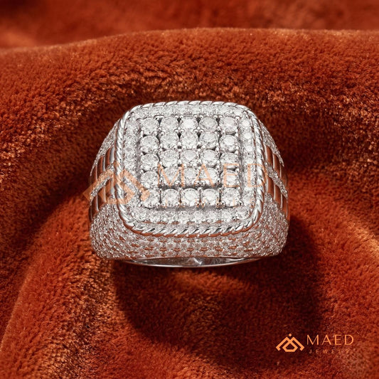 Men's Concentric Pave Diamond Dome Ring | Silver, 14K Gold & Rose Gold