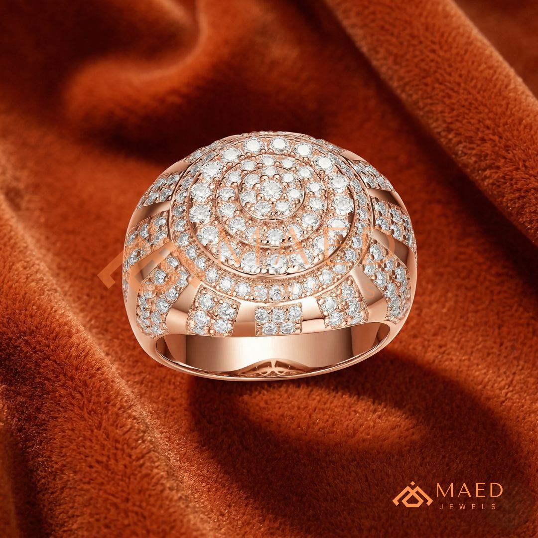 Men's Statement Pave Diamond Dome Ring | Sterling Silver, 14k Gold & Rose Gold