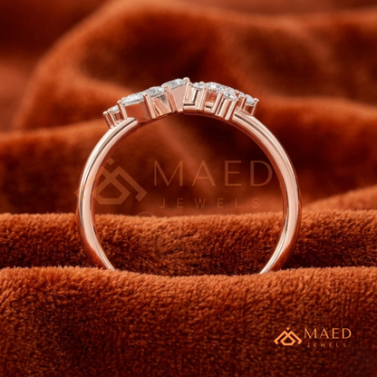 The Mosaic Wide Open Band | Baguette & Round Cluster Statement Ring