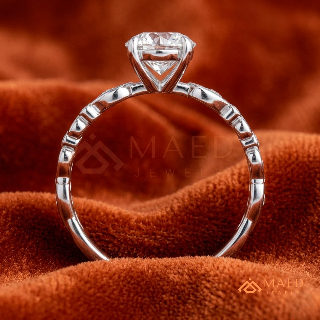 Enchanted Princess Cut Scroll Diamond Simulant Ring in 14K Yellow Gold, Rose Gold & Silver