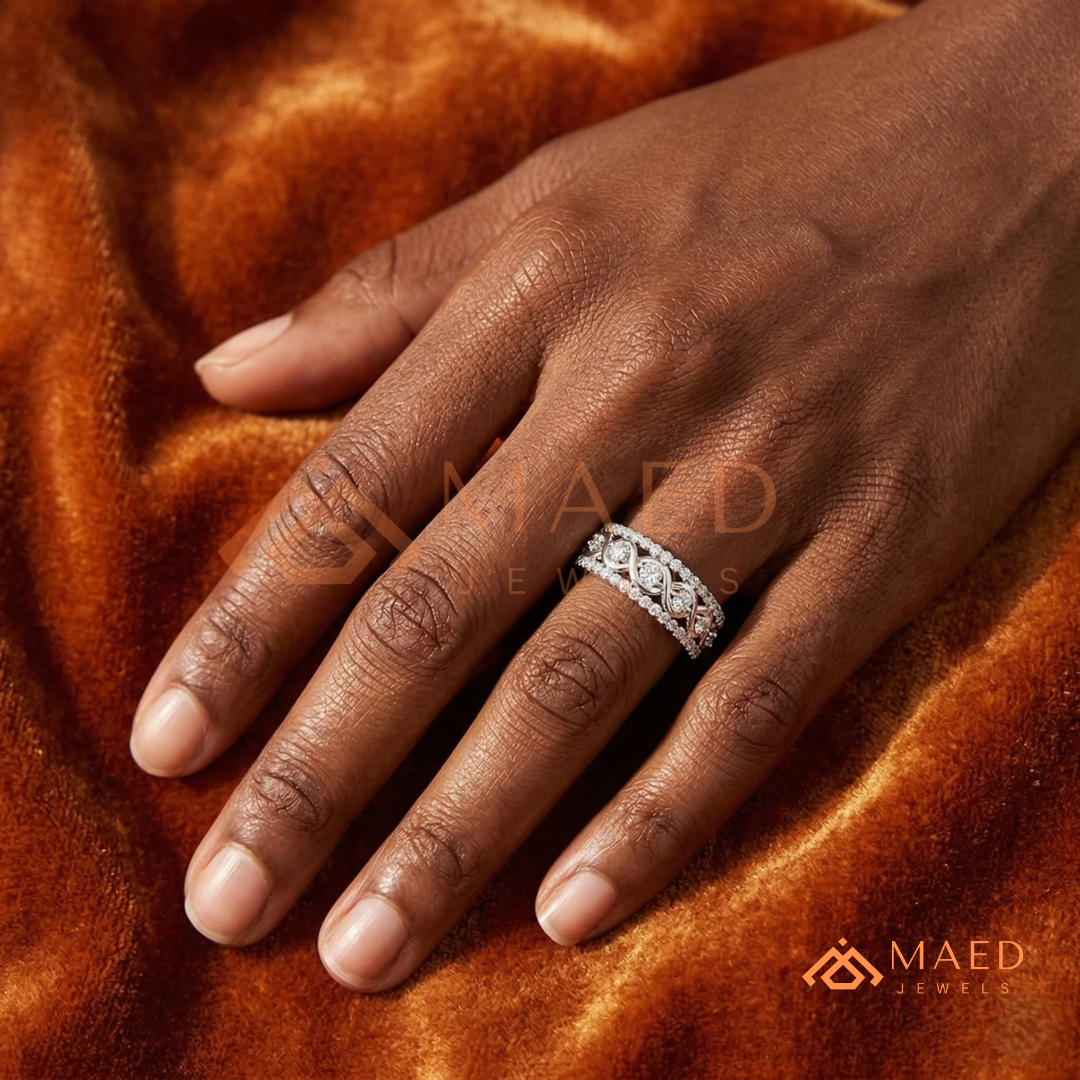 Infinite Love Braided Pavé Statement Ring in Silver, 14K Yellow Gold, or Rose Gold