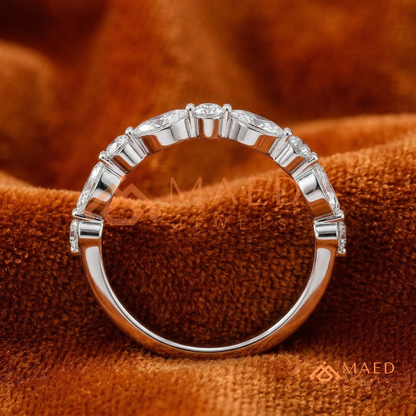 he Lyra Shared Prong Band | Slim Marquise & Round Stackable Eternity Ring