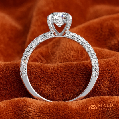 Marquise Cut Solitaire Pave Engagement Ring - Sterling Silver, 14K Gold, or 14K Rose Gold